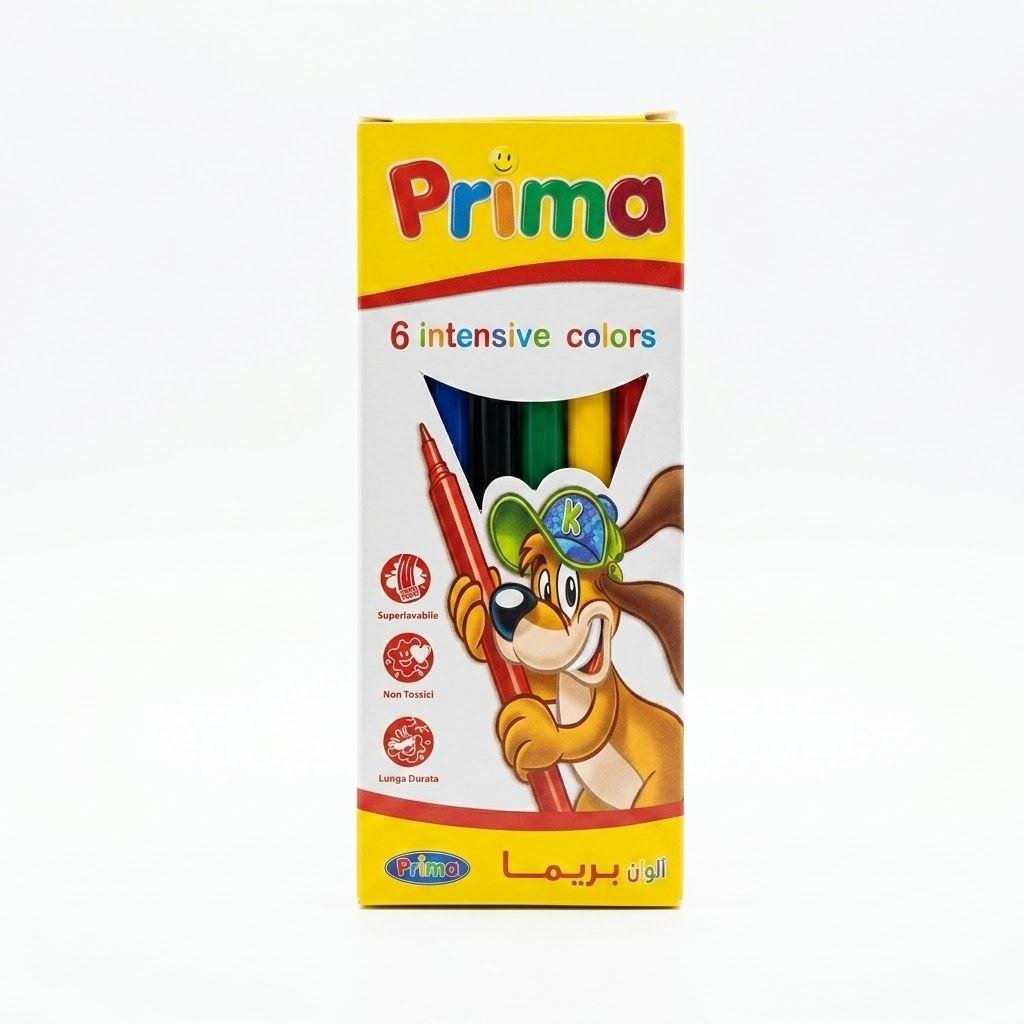 علبة ألوان فلوماستر بريما 6 ألوان - Prima 6 Intensive Colors Felt Tip Pens